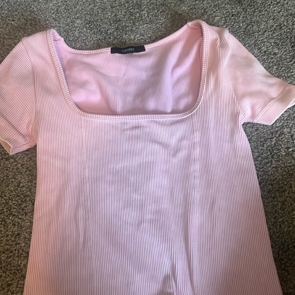 Pink square neck tight top